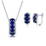 Saphire Earrings & Necklace Set