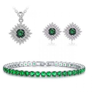 Gemstone Inspired Cluster Earrings, Pendant and Bracelet Set