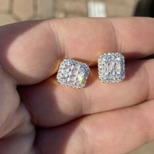 shimmering Iced Out Halo Stud Earrings
