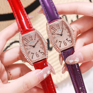 Crystal Dial faux leather dress watch
