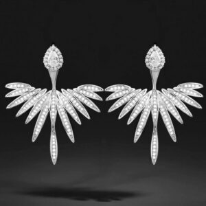 Angel Wings inlay Crystal Stud Earrings