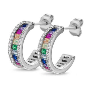 Rainbow Crystal Hoops Earrings