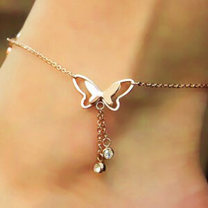 Drop Crystal Butterfly Anklet