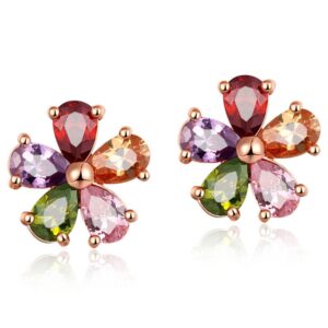 Colorful topaz flower earrings