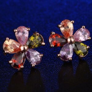 Colorful topaz flower earrings