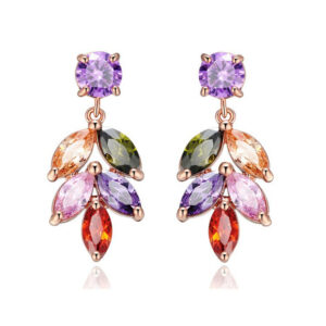 Multicolour Crystal leaf Stud Earrings