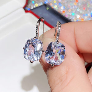 Crystal Cubic Square Hook Earrings