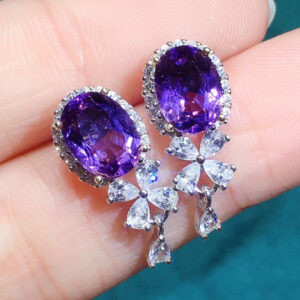 Purple Cubic Zirconia Drop Earrings