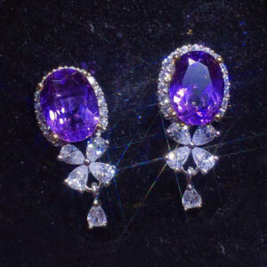 Purple Cubic Zirconia Drop Earrings
