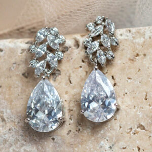 Crystal Pear Cubic Zirconia Dangle Earrings